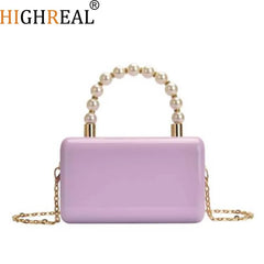 Green Acrylic Party Evening Bag Woman Casual Box Clutch Purse