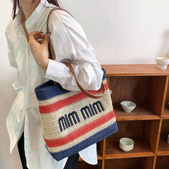 Bohemia Handbags Women Hand-weave Tote Bag Letter Print