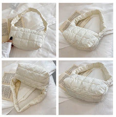 Ladies Winter Handbag Purse Quilted Puffy Shoulder Bag Girls Underarm Cloud