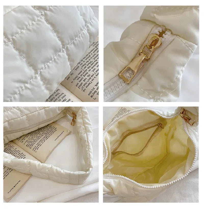 Ladies Winter Handbag Purse Quilted Puffy Shoulder Bag Girls Underarm Cloud
