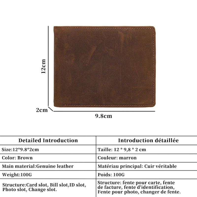 Vintage Men's Leather Wallet with Zipper Pocket