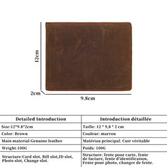 Vintage Men's Leather Wallet with Zipper Pocket