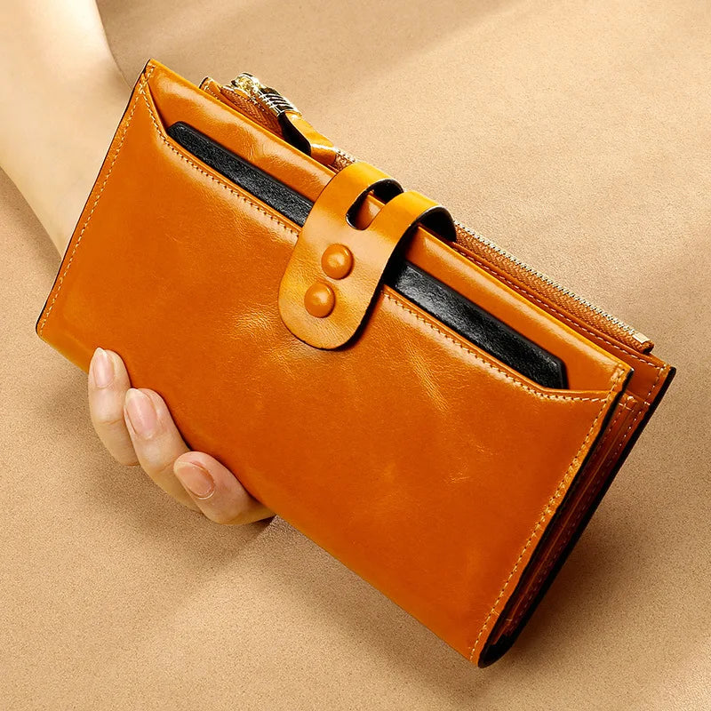 Upscale Leather Ladies Wallet Long RFID Clutch Multi-Card Slots