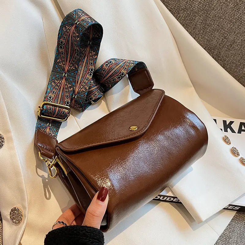 Bohemian Wide Strap PU Leather Tote Women's Handbags