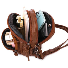 Vintage Crossbody Bags for Women Retro Small Shoulder Bag Soft PU Leather Handba