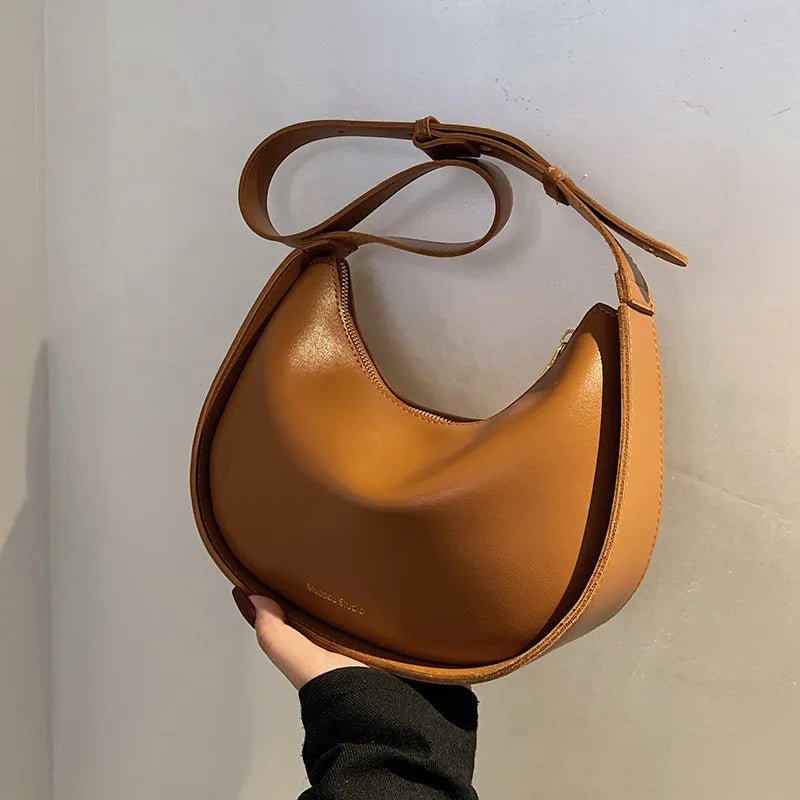 Vintage Zipper High Real Leather Women Shoulder Bag All-match Ladies Daily Purse