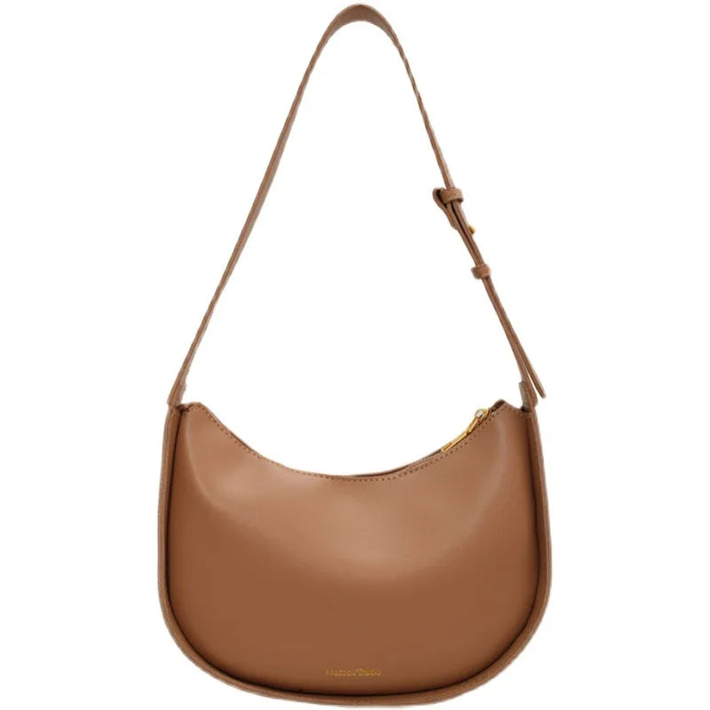 Vintage Zipper High Real Leather Women Shoulder Bag All-match Ladies Daily Purse