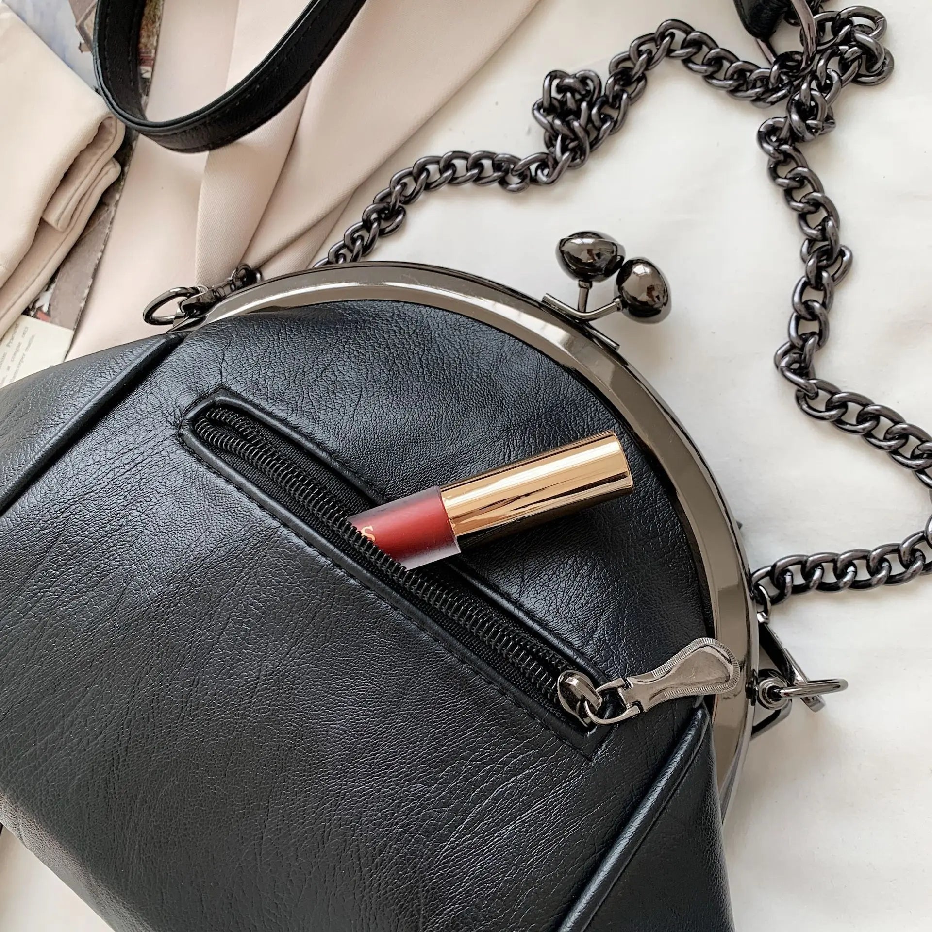 Vintage Shell Lock Bag Women Shoulder Crossbody Bags PU Leather Tote