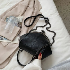 Vintage Shell Lock Bag Women Shoulder Crossbody Bags PU Leather Tote