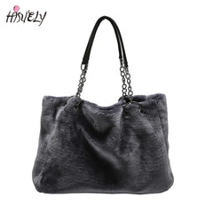 Vintage Plush Shoulder Bag Causal Women Totes Big Capacity Fur Lady Bag