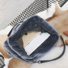 Vintage Plush Shoulder Bag Causal Women Totes Big Capacity Fur Lady Bag