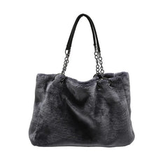 Vintage Plush Shoulder Bag Causal Women Totes Big Capacity Fur Lady Bag