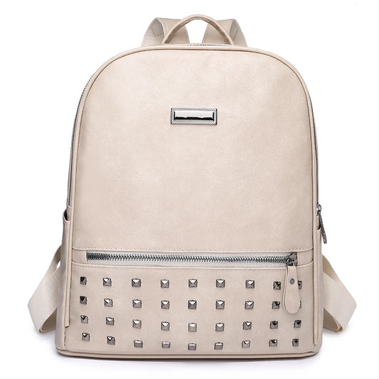 Vintage Women Backpack Large Capacity Student School Bag Cowhide Female