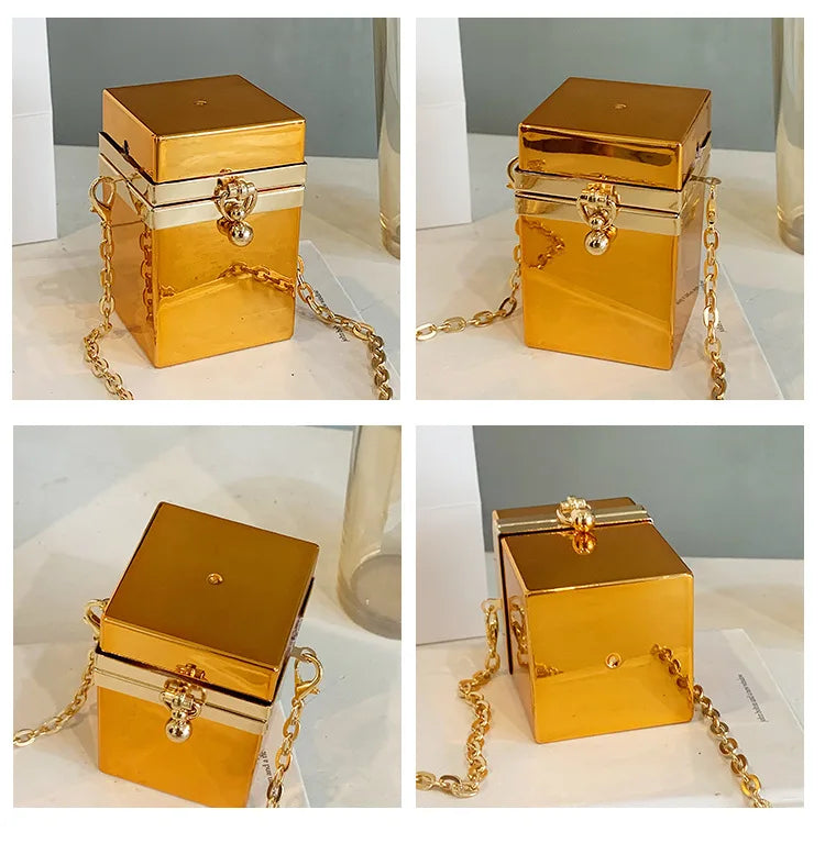 Vintage Acrylic Bag Metal Lock Shoulder Crossbody Lipstick Purse