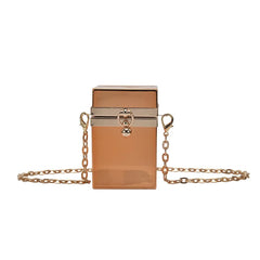 Vintage Acrylic Bag Metal Lock Shoulder Crossbody Lipstick Purse