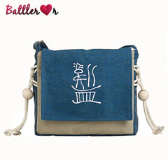 Vintage Women Messenger Bags Ethnic Canvas Bag Summer Shoulder Bag Female Travel