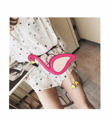 Girls Flamingo Shape Purse Satchel Crossbody Shoulder Bag Messenger Handbag