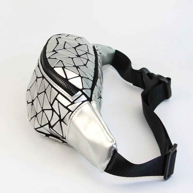 Luminous Belt Bag for Women, Geometry Waist Pack for Girls