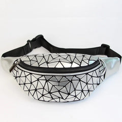Luminous Belt Bag for Women, Geometry Waist Pack for Girls