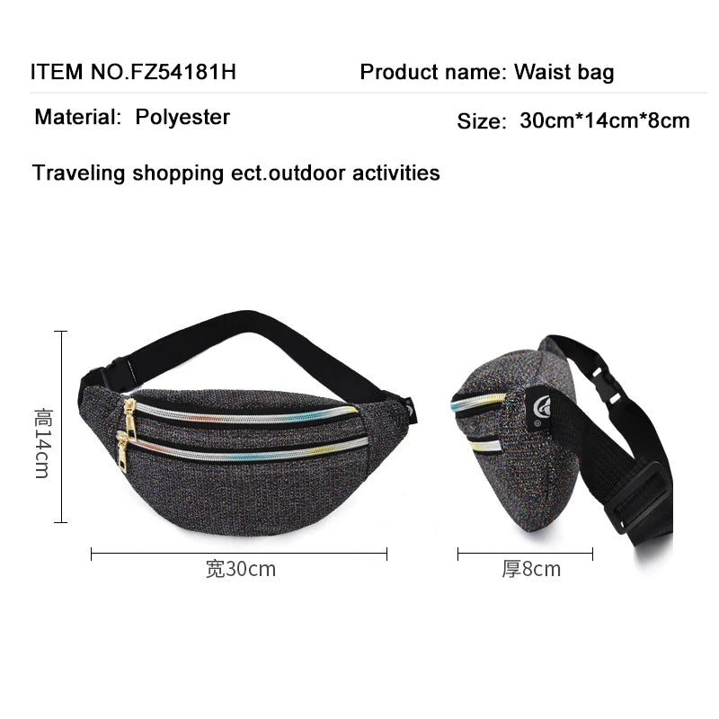 Holographic Fanny Pack Waist Bag Crossbody Chest Phone Pouch