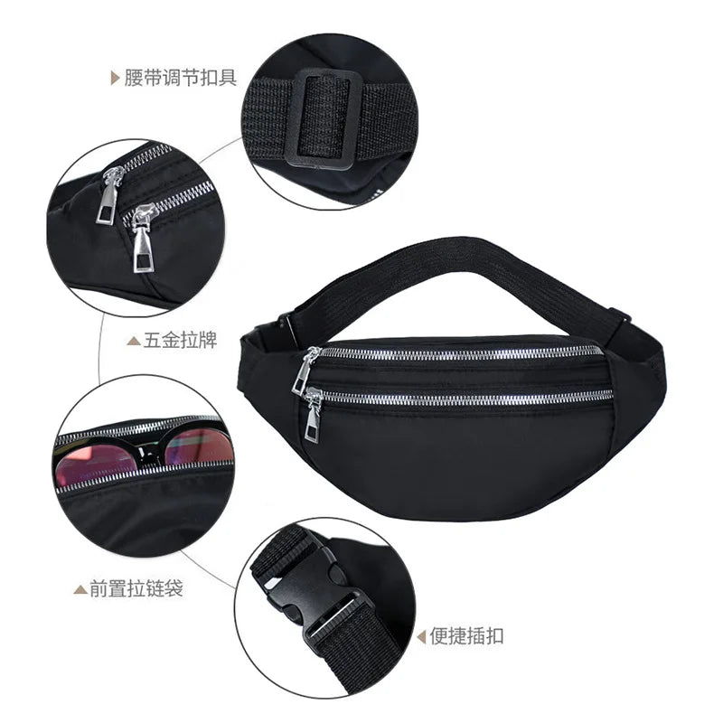 Nylon Waist Pack Bags for Women Fanny Packs Casual Chest Bag