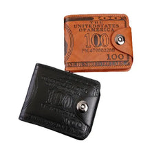 Men's Retro Magnetic Buckle Wallet Dollar Pattern Business Style