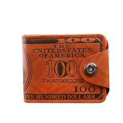 Men's Retro Magnetic Buckle Wallet Dollar Pattern Business Style