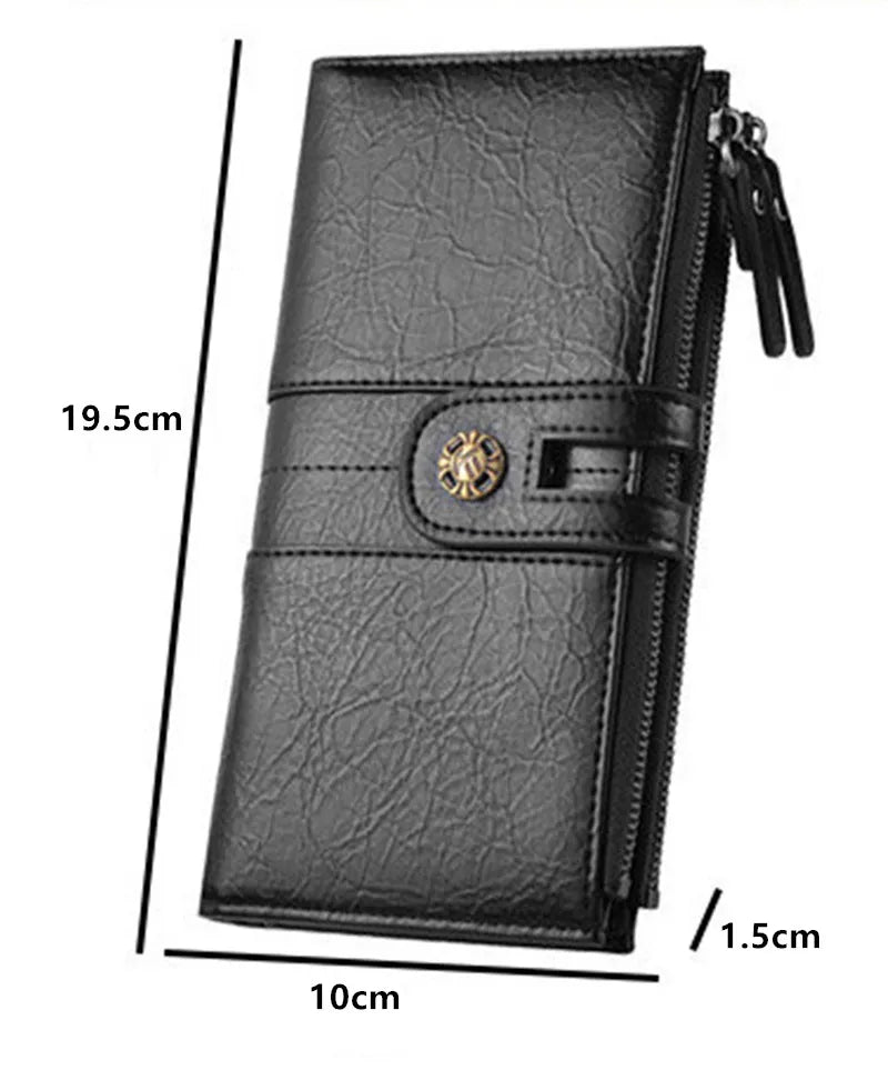 Men's Zipper Soft Wallet Multifunctional PU Waterproof Wallet
