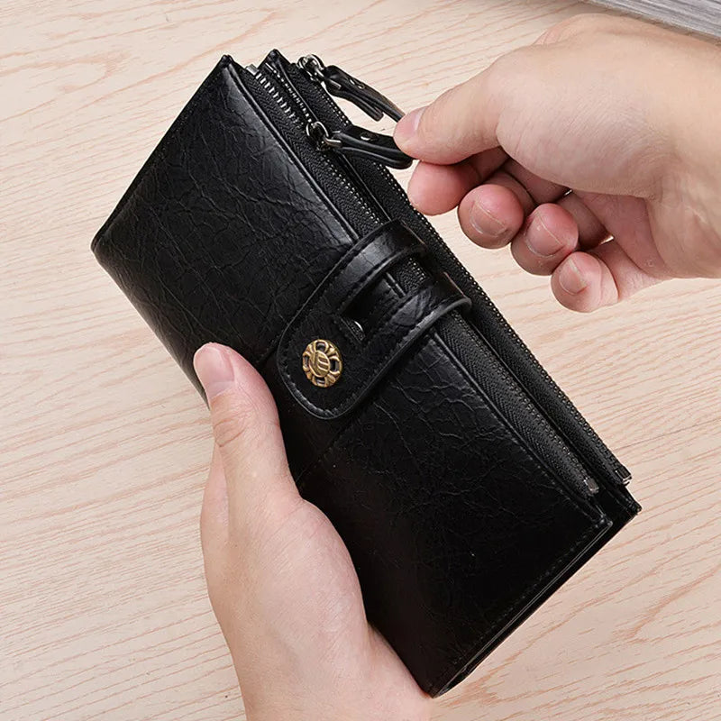 Men's Zipper Soft Wallet Multifunctional PU Waterproof Wallet
