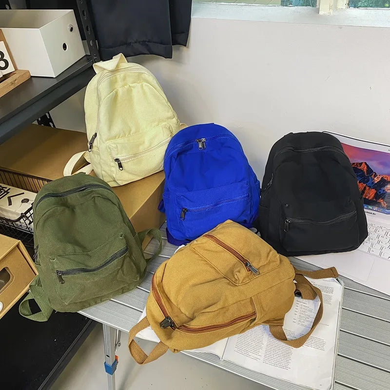 Canvas Backpack Vintage Ins Students Rucksack Small Backpack