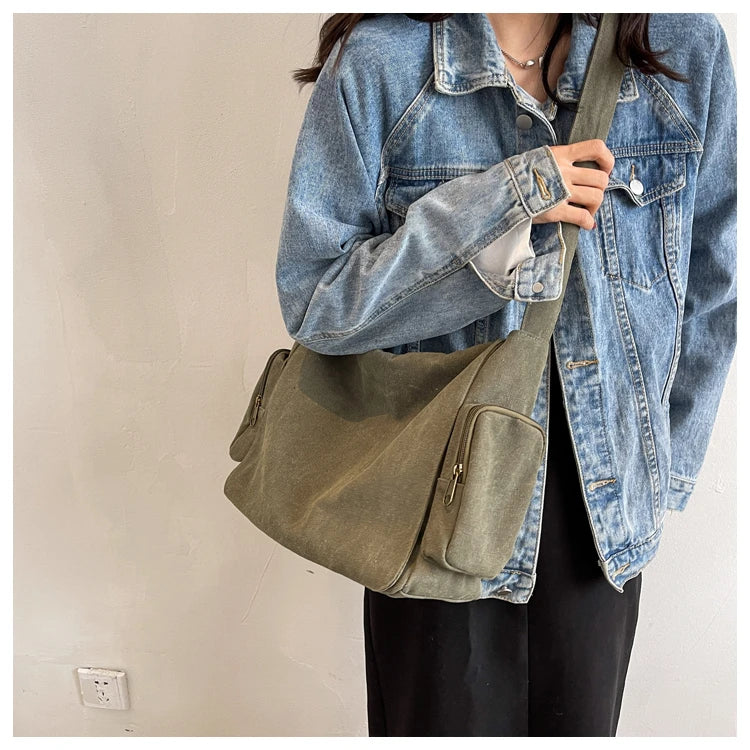 Canvas Shoulder Bag Women's Cross Body Handbag Tote Messenger Rucksack