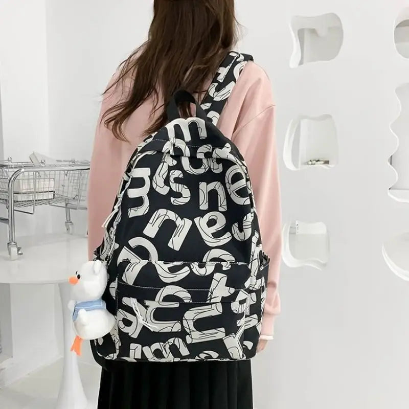 Waterproof Nylon Women Backpack Large Capacity Bookbag