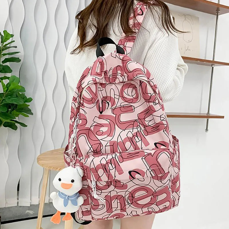 Waterproof Nylon Women Backpack Large Capacity Bookbag