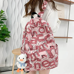 Waterproof Nylon Women Backpack Large Capacity Bookbag