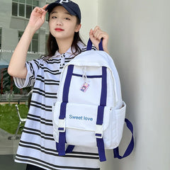 Waterproof Nylon Women Backpack Travel Bag for Teen Girls Solid Bookbag