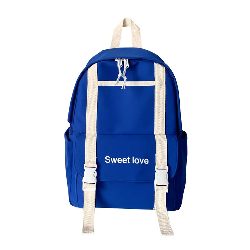 Waterproof Nylon Women Backpack Travel Bag for Teen Girls Solid Bookbag