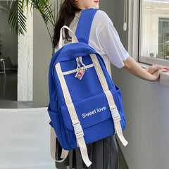 Waterproof Nylon Women Backpack Travel Bag for Teen Girls Solid Bookbag