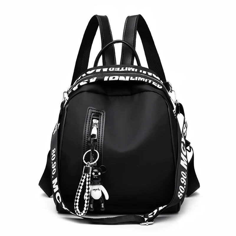 Waterproof Nylon Women Backpack Zipper School Bags For Teenagers Girls