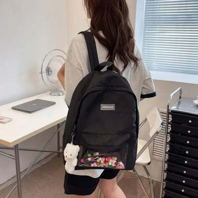 Waterproof Nylon Women's Backpack Schoolbag for Teenage Girls