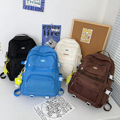 Waterproof Nylon Women's Backpack Schoolbag for Teenage Girls Solid Bookbag