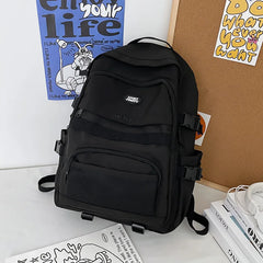 Waterproof Nylon Women's Backpack Schoolbag for Teenage Girls Solid Bookbag