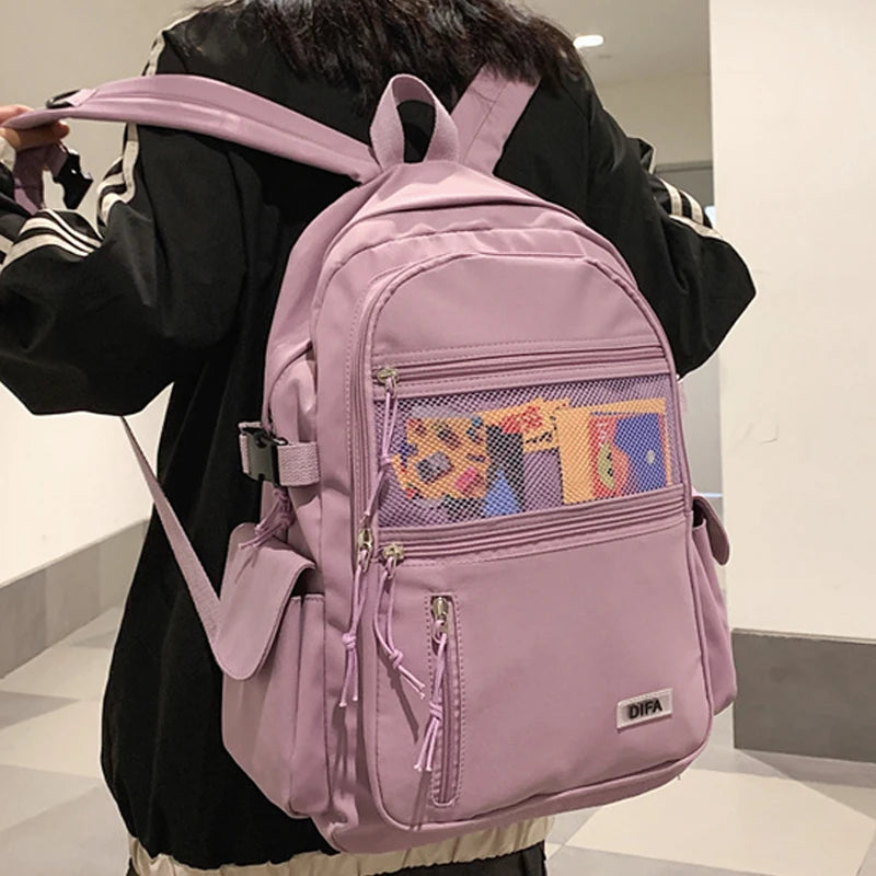 Waterproof Nylon Women's Backpack with Mesh Pocket