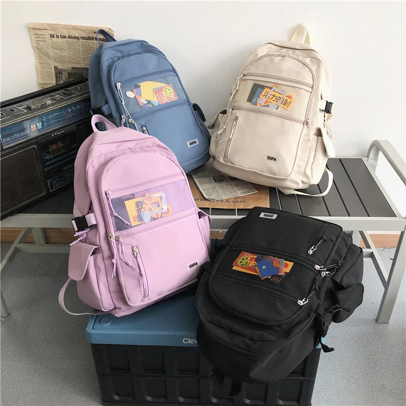 Waterproof Nylon Women's Backpack with Mesh Pocket