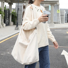 Waterproof Canvas Tote Shoulder Bag Solid Handbags Men Women Crossbody