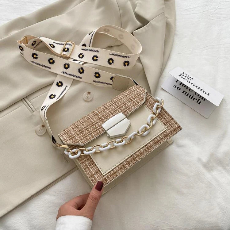 Wide Strap Shoulder Bags Lady Handbags Purses