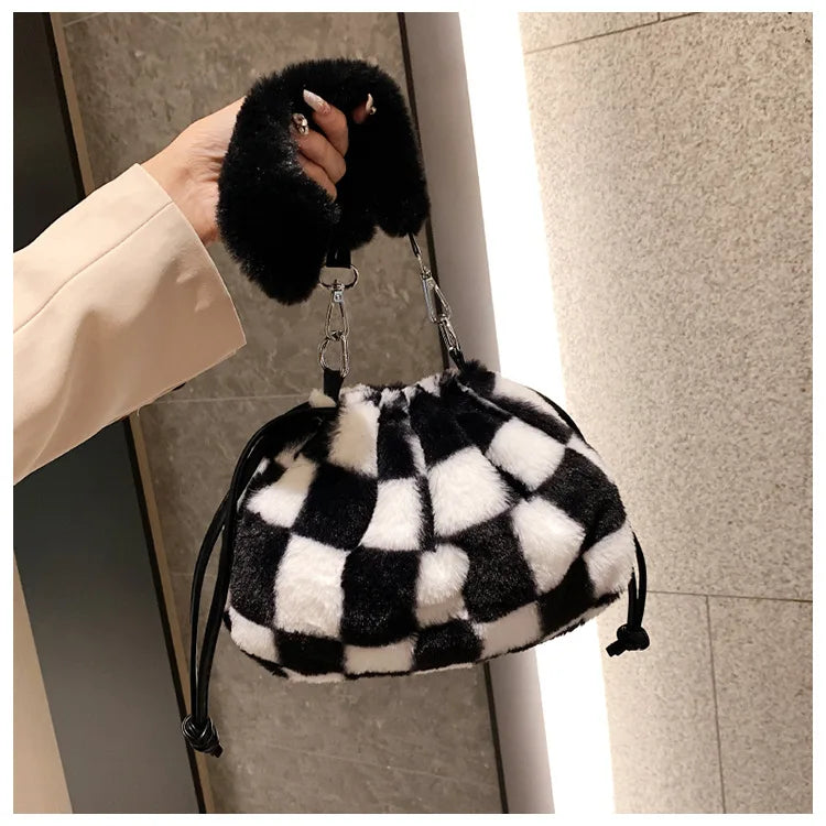 Winter Faux Fur Shoulder Bag Soft Plush Handbag