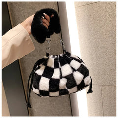 Winter Faux Fur Shoulder Bag Soft Plush Handbag
