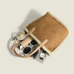 Winter Lambswool Shoulder Bags Women Large Capacity Shopping Buckets