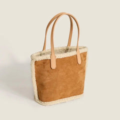 Winter Lambswool Shoulder Bags Women Large Capacity Shopping Buckets