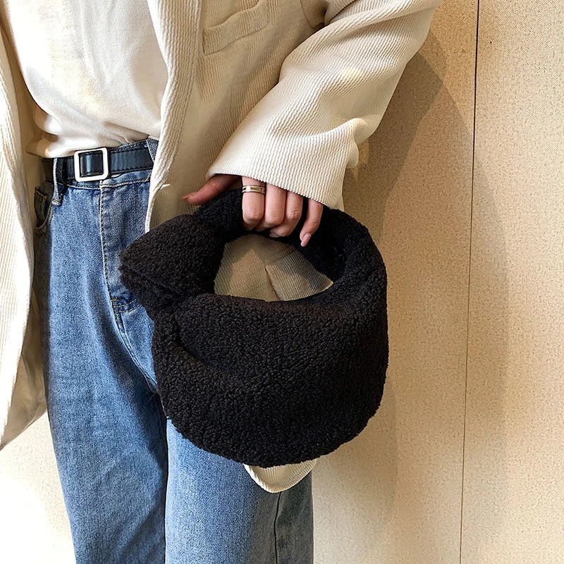 Winter Plush Handbag Purses Women Bag High Cloud Bags Sense of Ladies Dinner Bag
